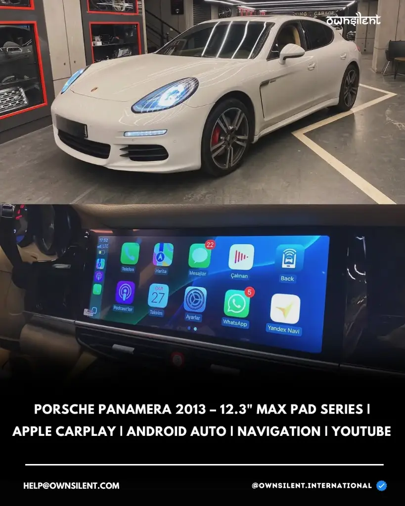 Porsche Panamera 2013 – 12.3" Max Pad Series | Apple CarPlay | Android Auto | Navigation | YouTube | Bluetooth | Rearview Camera | Chrono Compass