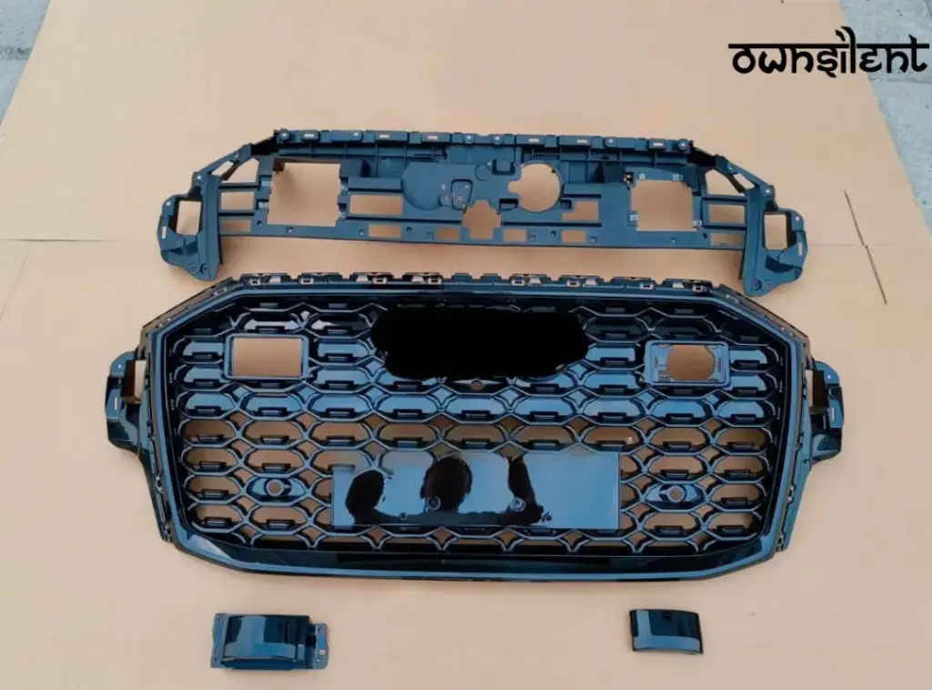 GLOSSY BLACK FRONT GRILLE and DRY CARBON FRONT LIP for AUDI Q7 4M FACELIFT 2019 - 2024 | RSQ7 STYLE